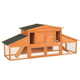 Extra-large wooden rabbit house, chicken coop, outdoor unit that can be easily assembled and stable, indoor with cleaning tray and waterproof roo