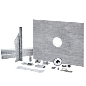 Shower Curb Kit, 60"x48" Shower Pan Kit with 2" ABS Central Flange, Waterproof Membrane, Stainless Steel Grate