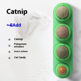 4 In 1 Rotating Catnip Silver Vine Ball Teeth Cleaning Acne Prevention Digestive Health Wall Stick On Toy Edible Safe Material (Option: green Three in one box)