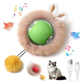 Interactive Toys Ball For Cats, Dog,Agile Moving Cat Ball ,Motion Activated Automatic Moving Ball With Lights,with Fluffy Tail And Bunny Ears For (Option: Green)