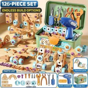 126-Piece Creative Wooden Construction & Tool Set  Early Education Pretend Play Toy (Option: 126Piece)