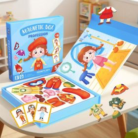 Blue Princess Dress-Up Puzzle Toy  Portable Magnetic Case With 11 Cards & 41 Puzzle Pieces Creative Role-Play Toy For Kids (Option: 1set)