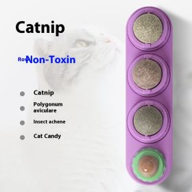 4 In 1 Rotating Catnip Silver Vine Ball Teeth Cleaning Acne Prevention Digestive Health Wall Stick On Toy Edible Safe Material (Option: purple Three in one bag)