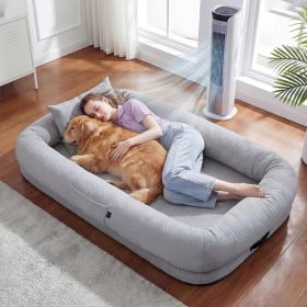 Cooling Human Dog Bed For Adults & Pets, Breathable Washable Floor Lounger, 72 In X 41 In X 12 In, Glacier Grey, Perfect For Summer Relaxation (Option: Glacier Grey)