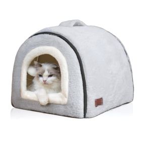 Cat Bed For Indoor Cats Foldable Cat Cave Anti-Slip Water-Resistant Bottom Cat Houses For Indoor Cats Or Small Dogs Kitten Tent (Option: Grey)