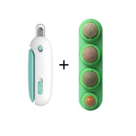 4 In 1 Rotating Catnip Silver Vine Ball Teeth Cleaning Acne Prevention Digestive Health Wall Stick On Toy Edible Safe Material (Option: Set)