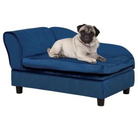 Pet Sofa Bed with Storage, Cushy Couch for Cats and Small Dogs, Soft Foam Couch, Modern Pet Furniture, Blue (Option: Blue)
