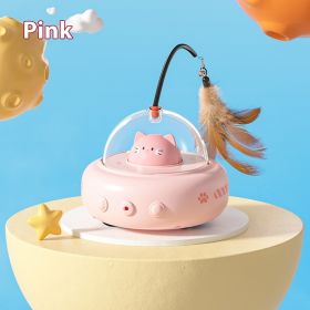 Smart Teaser Cat Toy Electric UFO Cat Teaser Stick With Bell Training Pet Toys Replaceable Feather Interactive Cat Supplies Pet Supplies Pets Pro (Option: Cherry Blossom Powder)
