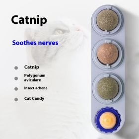 4 In 1 Rotating Catnip Silver Vine Ball Teeth Cleaning Acne Prevention Digestive Health Wall Stick On Toy Edible Safe Material (Option: grey Three in one bag)