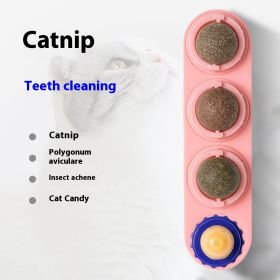 4 In 1 Rotating Catnip Silver Vine Ball Teeth Cleaning Acne Prevention Digestive Health Wall Stick On Toy Edible Safe Material (Option: pink Three in one bag)