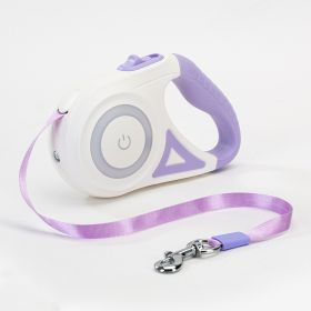 Streamer Led Lights Dog Leash Automatic Extending Nylon Leash Leads Premium Durable Pet Walking Leads Traction Rope Pet Products (Color: purple, size: 3M)