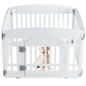 Dog Playpen Safe & Secure Indoor/Outdoor Pet Fence | Folding & Portable | Ideal for Small to Medium Dogs | Easy to Clean (Color: White/4-Panel)