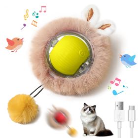 Interactive Toys Ball For Cats, Dog,Agile Moving Cat Ball ,Motion Activated Automatic Moving Ball With Lights,with Fluffy Tail And Bunny Ears For (Option: Yellow)