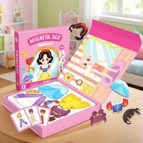 Princess Dress-Up Puzzle Toy Portable Magnetic Case With 10 Cards And 29 Puzzle Pieces Educational Dress-Up Toy For Children (Option: 1set)