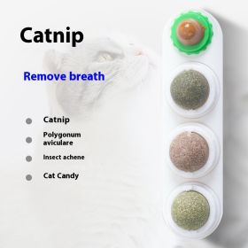 4 In 1 Rotating Catnip Silver Vine Ball Teeth Cleaning Acne Prevention Digestive Health Wall Stick On Toy Edible Safe Material (Option: white Three in one bag)