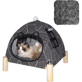 Portable Cat Tent Bed - Foldable Indoor Tent Bed For Cats & Small Dogs, Washable Cushion, Cozy Hideaway For Kittens & Cats, Easy Assembly & Trave (Option: Black)